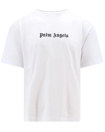 Palm Angels Weißes geripptes crew-neck t-shirt,weiße baumwoll-t-shirt