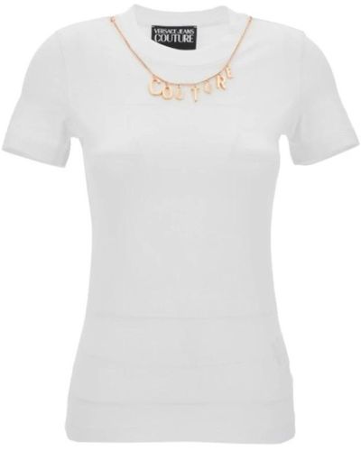 Versace Glamouröses logo halskette t-shirt - Weiß