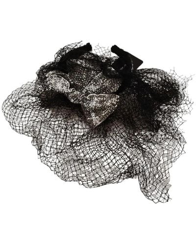 Dolce & Gabbana Logo Sequined Fascinator Diadem Headband - Black