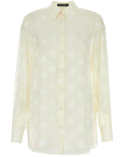 Dolce & Gabbana Camicia trasparente in misto viscosa avorio - Bianco