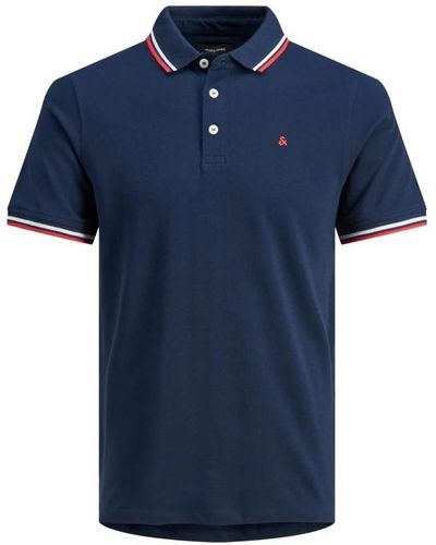 Jack & Jones Casual polo shirt mit v-ausschnitt - Blau