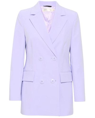 Inwear Blazer lavanda con colletto classico e tasche a patta - Blu