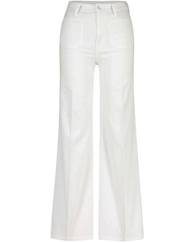 Mother Jeans a zampa con tasche applicate - Bianco