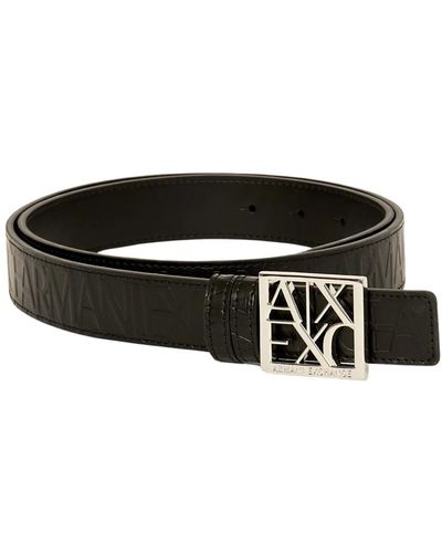 Armani Exchange Cinturón negro hebilla logo mujer