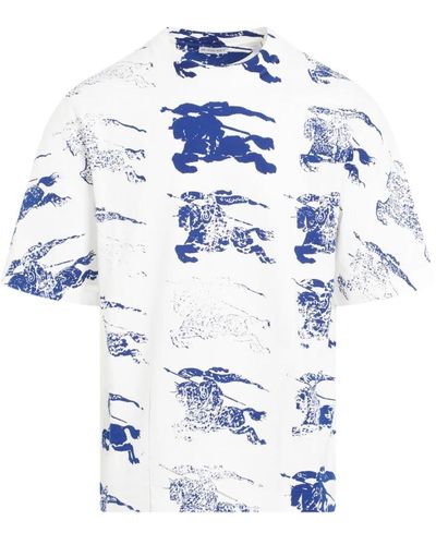 Burberry Blau logo print baumwoll t-shirt,cavalier ekd oversized t-shirt