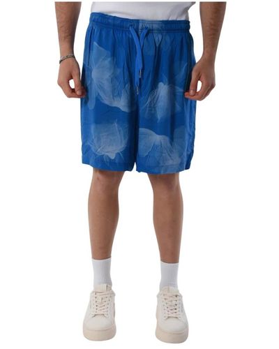 Armani Exchange Viskose bermuda shorts mit elastischem bund - Blau
