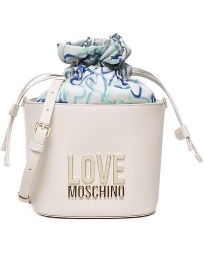 Love Moschino Bucket style tasche mit perlentextur - Weiß