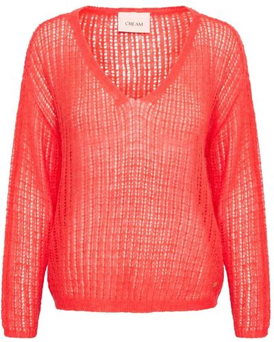 Cream Hot coral suéter de punto pullover - Rosa