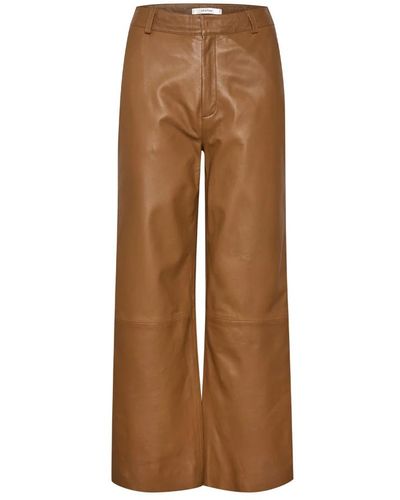 Gestuz Leather trousers - Marrón