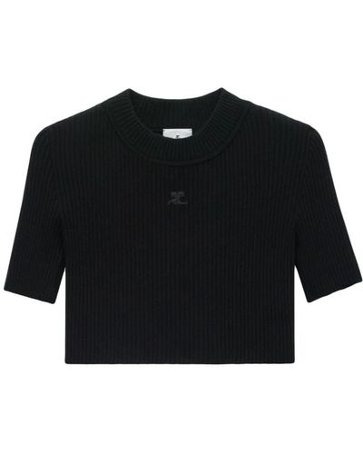 Courreges Round-Neck Knitwear - Black