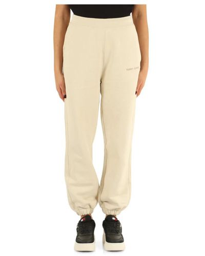 Tommy Hilfiger Pantalone sportivo in cotone felpato con ricamo logo - Neutro