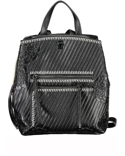 Desigual Luxuriöser schwarzer polyethylen-rucksack mit mehreren taschen