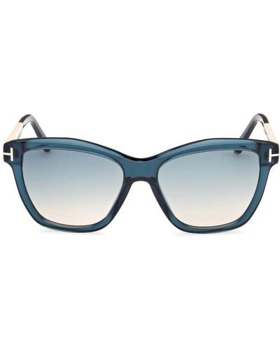 Tom Ford Türkise sonnenbrille mit blau/braunen verlaufsgläsern
