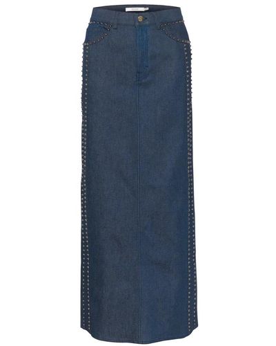 Gestuz Falda clásica de línea a con tachuelas geniales - Azul