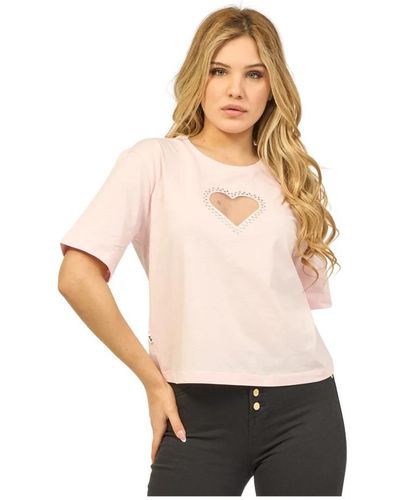 Jijil Camiseta rosa con abertura de corazón - Blanco