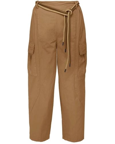 Bomboogie Cargo balloon fit trousers with two-tone rope belt - Neutro