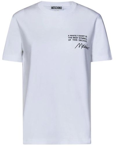 Moschino Camiseta blanca con estampado de logotipo - Azul