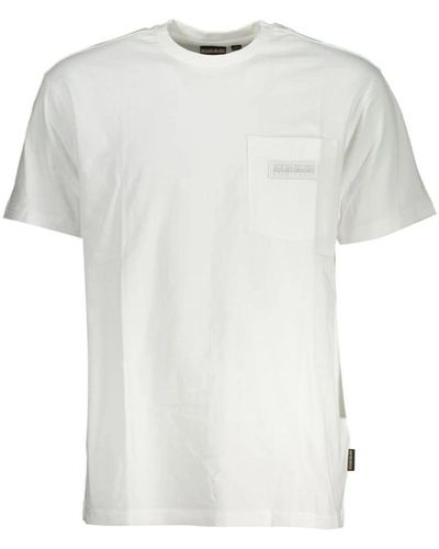 Napapijri Weiße baumwoll-crew-neck-t-shirt-logo