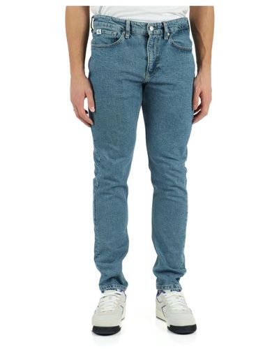 Calvin Klein Slim taper jeans fünf taschen - Blau