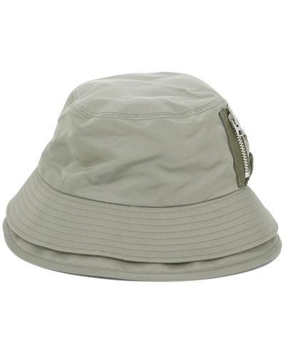 Sacai Hats,tasche nylon bucket hat - Grün