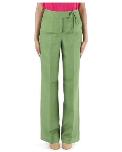 Pennyblack Pantalones de viscosa y lino con cierre único - Verde