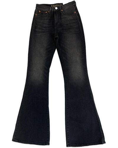 Denham Jeans neri a vita alta e gamba svasata - Blu