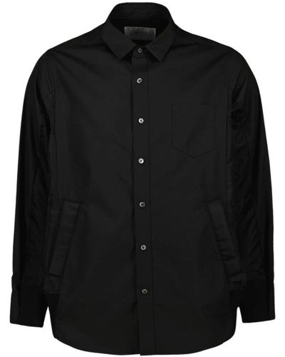Sacai Schwarzes klassisches hemd mit reißverschlusstaschen
