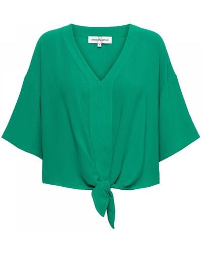 &Co Woman Grünes v-ausschnitt-top mit kurzen ärmeln,kobaltblauer kurzarm-top,tops &co
