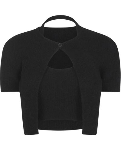 Alexander Wang Suéteres negros con cardigan híbrido halter