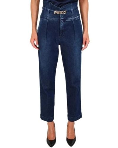 Pinko High-waist bustier jeans mit amerikanischen taschen - Blau