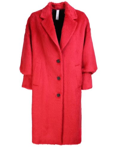 Hevò Single-Breasted Coats - Red