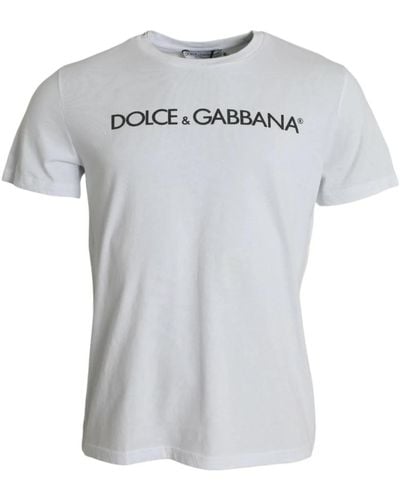 Dolce & Gabbana Weißes logo-print rundhals t-shirt - Grau