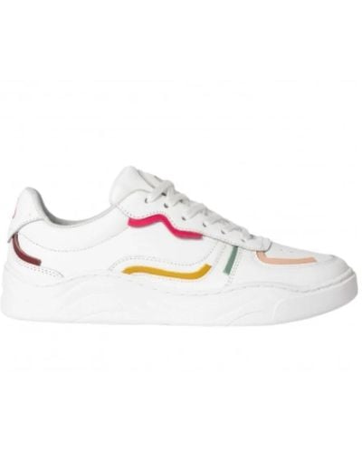 Paul Smith Weiße leder patch farbe sneakers - Mettallic