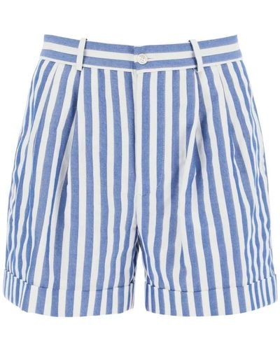 Polo Ralph Lauren Gestreifte baumwoll-leinen shorts - Blau