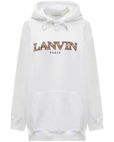 Lanvin Weißer baumwoll-sweatshirt mit kapuze
