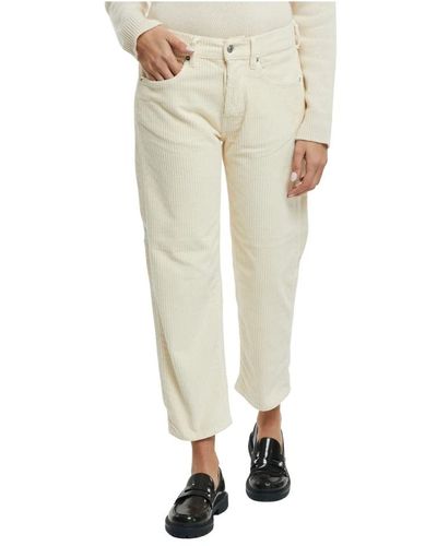 Roy Rogers Pantaloni bianchi in velluto a coste a vita alta - Neutro