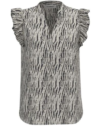 co'couture Bluse mit rüschen und intelligentem druck - Grau