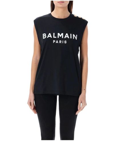 Balmain T-Shirt aus umweltfreundlicher Baumwolle mit aufgedrucktem -Logo - Schwarz