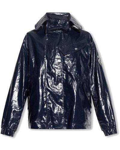 Moncler Glänzende jacke mit kragen - Blau