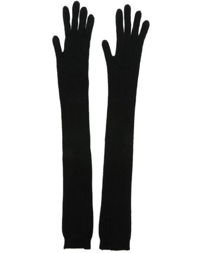 Alberta Ferretti Schwarze extra lange handschuhe aus kaschmir und wolle mit rippenmuster