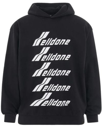 we11done Schwarzer logo-print hoodie