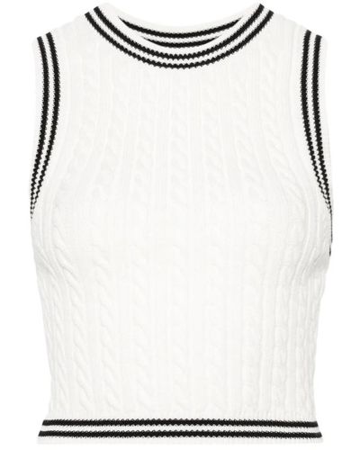 Alessandra Rich Gestreiftes chunky cable knit top - Braun