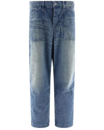 Human Made Jeans larghi in cotone - Blu