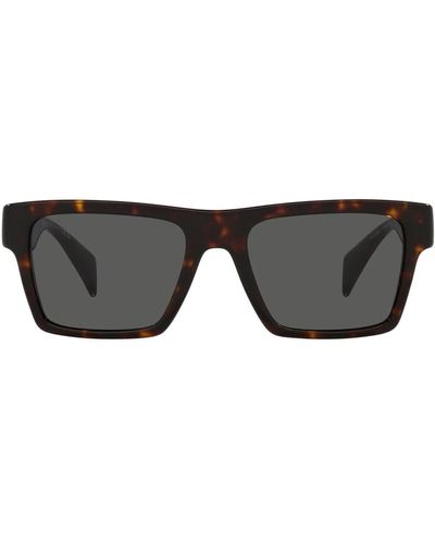 Versace Rechteckige sonnenbrille mit dunkelgrauer linse und havana-rahmen