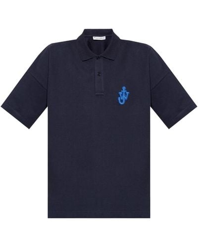 JW Anderson Navy Logo Polo Shirt - Blau