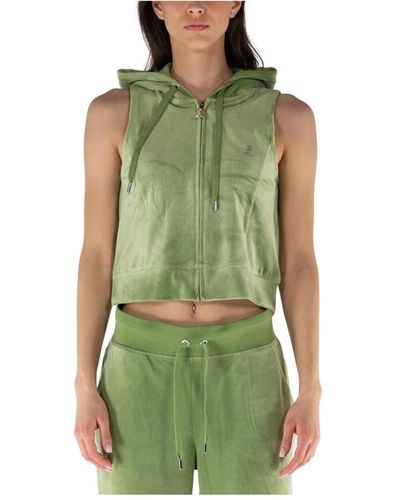 Juicy Couture Felpa con logo swarovski e coulisse - Verde