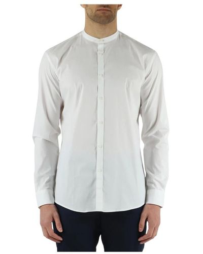 Daniele Alessandrini Homme couture: camicia in cotone stretch con colletto alla coreana - Grigio