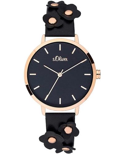S.oliver Armbanduhr schwarz so-3700-lq - Blau