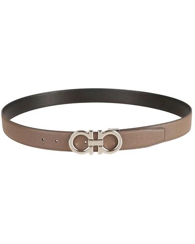 Ferragamo Mens belts double adjus adjustable and reversible - Marrone