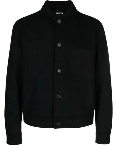 Zegna Camicia giacca in lana/cashmere - Nero